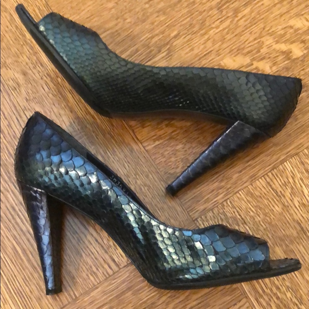 Stuart Weitzman Python Open Toe Heels - image 4